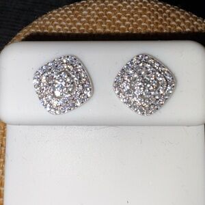 Solid Sterling Silver .68 Carat Cluster VVSD Moissanite Screw Back Earrings